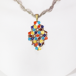 Pendant 40cm - Xochitl Rhombus S-Khaki Braid - Pendant 40cm - Laiton bronze